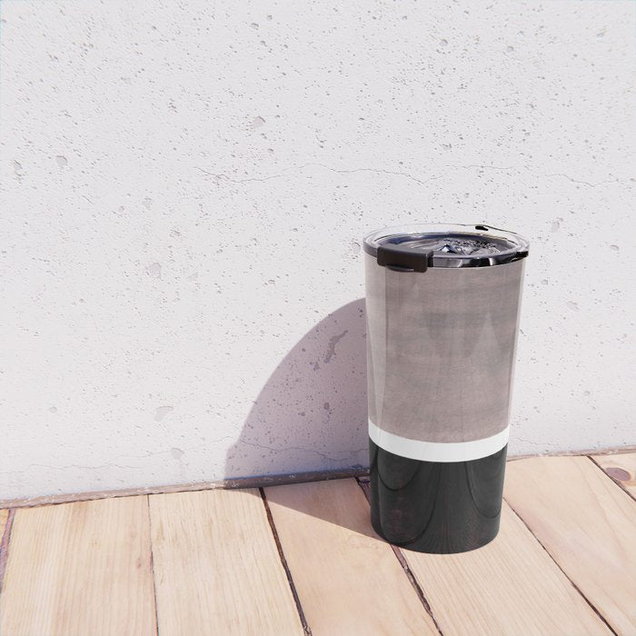 Mid Century Modern Minimalist Art Colorblock Rothko Inspired Squares Grey and Black Simple Abstract Travel Mug Gallery Image 4