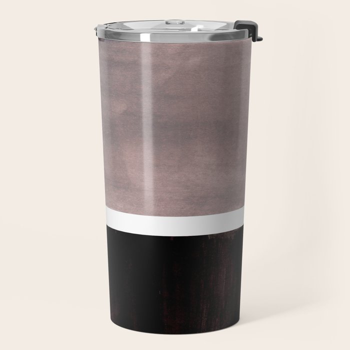 Mid Century Modern Minimalist Art Colorblock Rothko Inspired Squares Grey and Black Simple Abstract Travel Mug Gallery Image 2