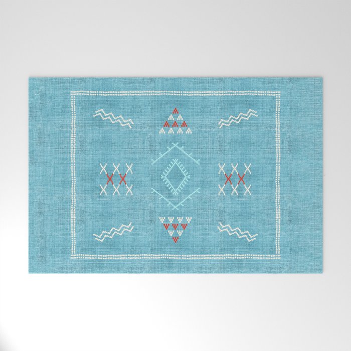 Casablanca Aqua Kilim Welcome Mat Gallery Image 1
