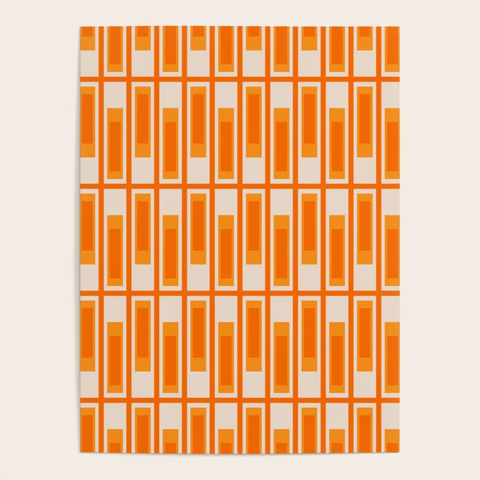 Mid Century Modern Geometric Lexington Ave Pattern in 70s Orange Tones Poster Gallery Image 4