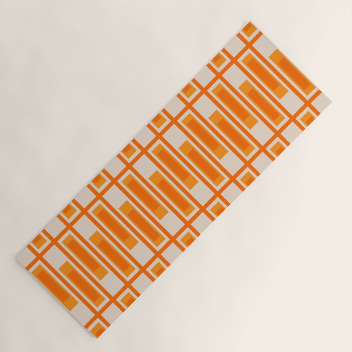 Mid Century Modern Geometric Lexington Ave Pattern in 70s Orange Tones Yoga Mat Gallery Image 1