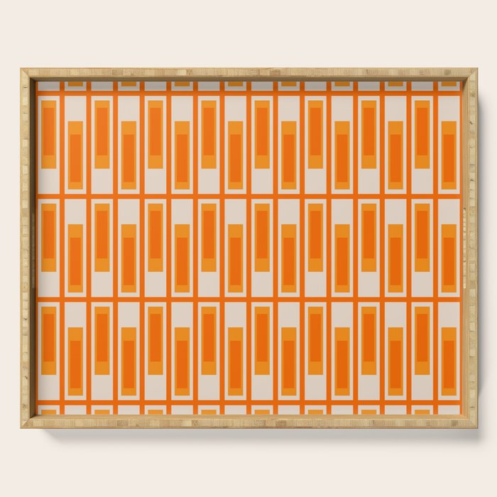 Mid Century Modern Geometric Lexington Ave Pattern in 70s Orange Tones Serving Tray Gallery Image 1