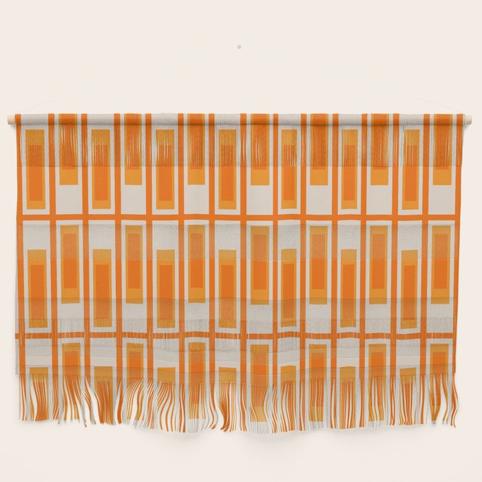 Mid Century Modern Geometric Lexington Ave Pattern in 70s Orange Tones Wall Hanging Gallery Image 1