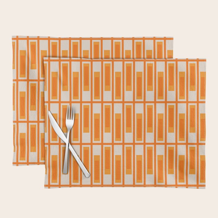 Mid Century Modern Geometric Lexington Ave Pattern in 70s Orange Tones Placemat Gallery Image 1