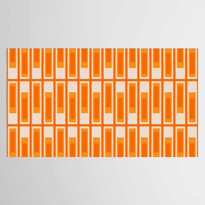 Mid Century Modern Geometric Lexington Ave Pattern in 70s Orange Tones Tablecloth Gallery Image 2