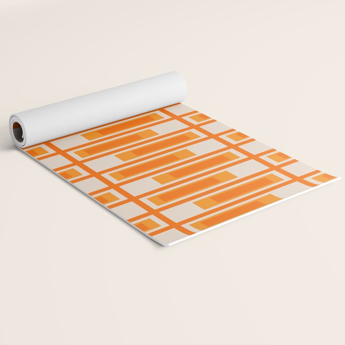 Mid Century Modern Geometric Lexington Ave Pattern in 70s Orange Tones Yoga Mat Gallery Image 2