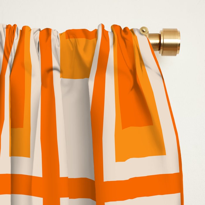Mid Century Modern Geometric Lexington Ave Pattern in 70s Orange Tones Window Curtain Gallery Image 2