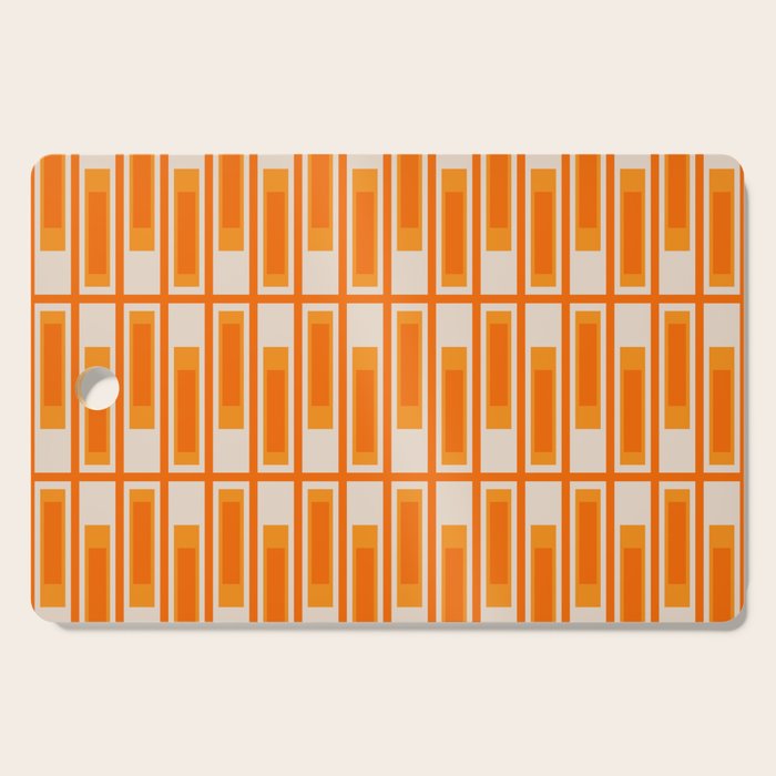 Mid Century Modern Geometric Lexington Ave Pattern in 70s Orange Tones Cutting Board Gallery Image 1