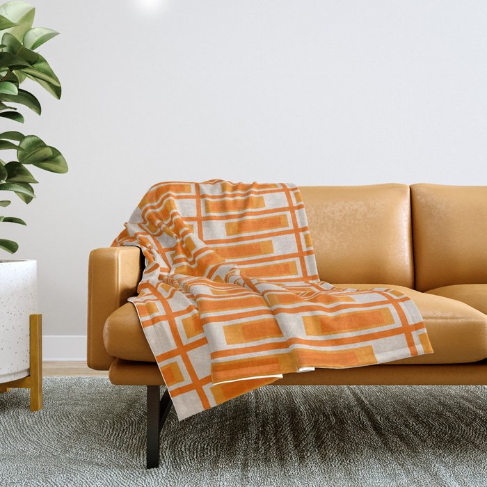 Mid Century Modern Geometric Lexington Ave Pattern in 70s Orange Tones Throw Blanket Gallery Image 1