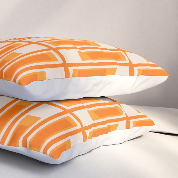 Mid Century Modern Geometric Lexington Ave Pattern in 70s Orange Tones Pillow Sham Gallery Image 3
