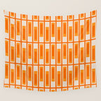 Mid Century Modern Geometric Lexington Ave Pattern in 70s Orange Tones Wall Tapestry Gallery Image 4