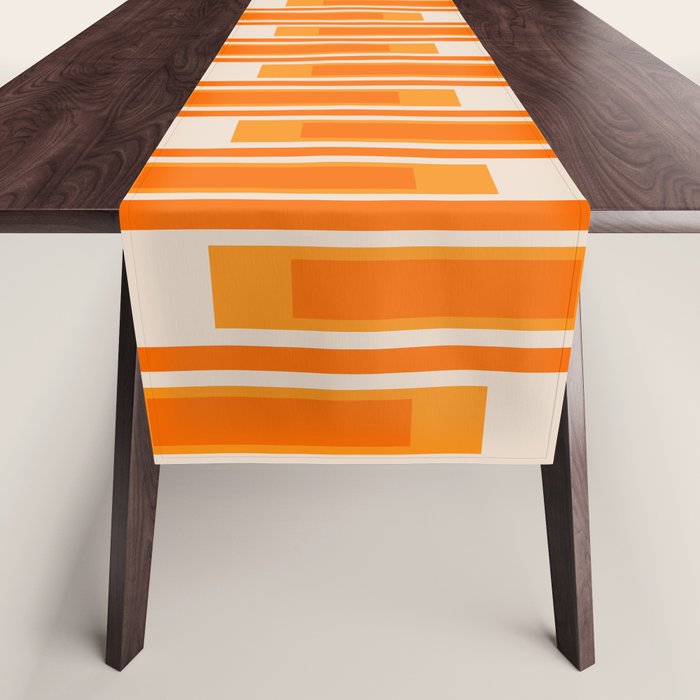 Mid Century Modern Geometric Lexington Ave Pattern in 70s Orange Tones Table Runner Gallery Image 1