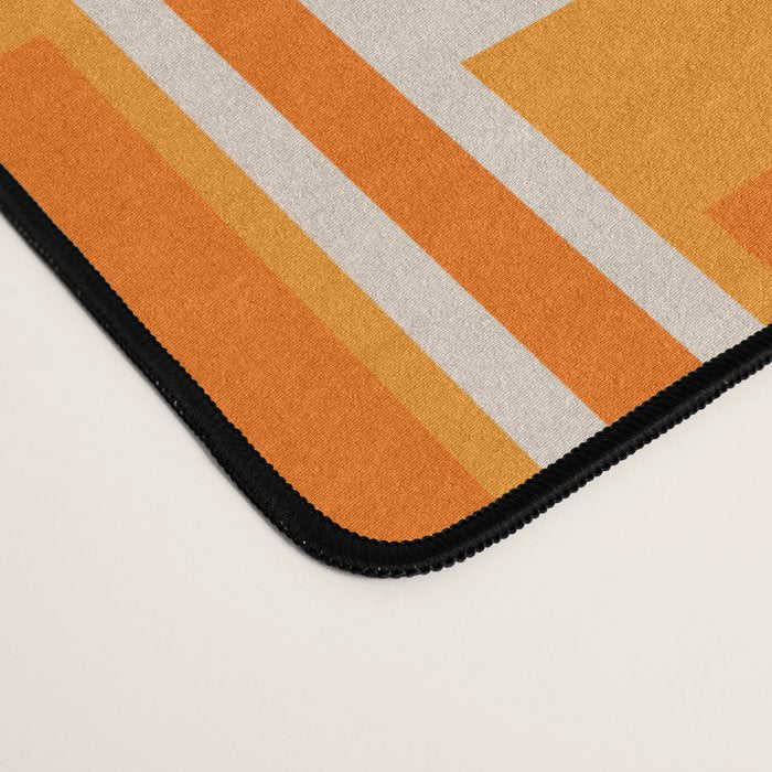 Mid Century Modern Geometric Lexington Ave Pattern in 70s Orange Tones Desk Mat Gallery Image 4