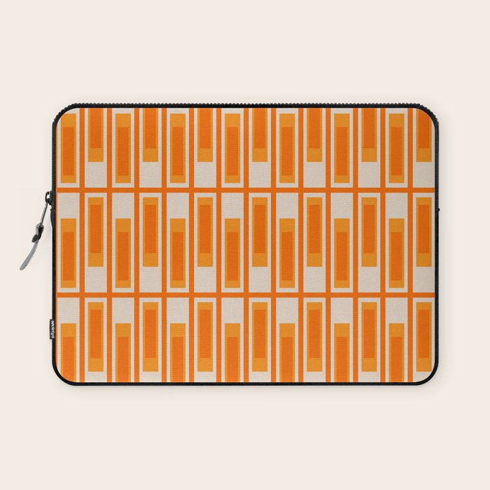 Mid Century Modern Geometric Lexington Ave Pattern in 70s Orange Tones Laptop Sleeve Gallery Image 1