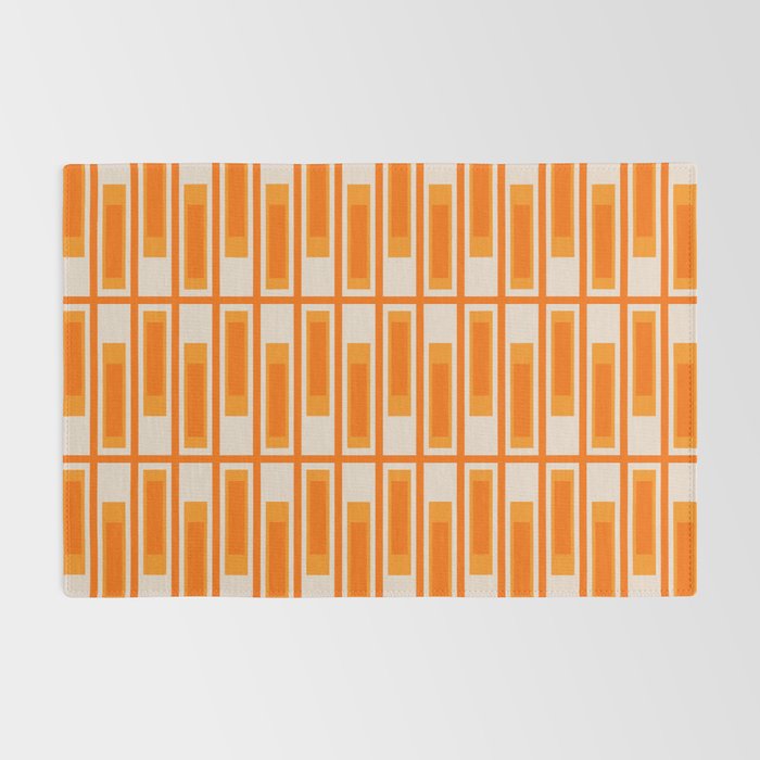 Mid Century Modern Geometric Lexington Ave Pattern in 70s Orange Tones Rug Gallery Image 2