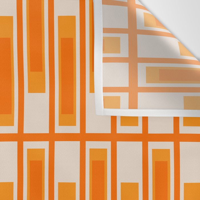 Mid Century Modern Geometric Lexington Ave Pattern in 70s Orange Tones Wall Tapestry Gallery Image 3