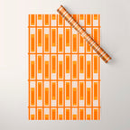 Mid Century Modern Geometric Lexington Ave Pattern in 70s Orange Tones Wrapping Paper Gallery Image 1