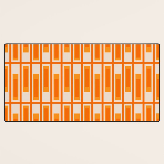 Mid Century Modern Geometric Lexington Ave Pattern in 70s Orange Tones Desk Mat Gallery Image 3