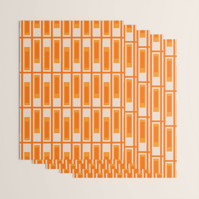 Mid Century Modern Geometric Lexington Ave Pattern in 70s Orange Tones Wrapping Paper Gallery Image 3