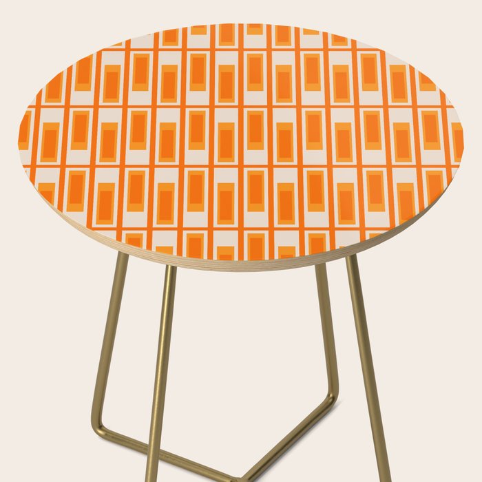 Mid Century Modern Geometric Lexington Ave Pattern in 70s Orange Tones Side Table Gallery Image 2