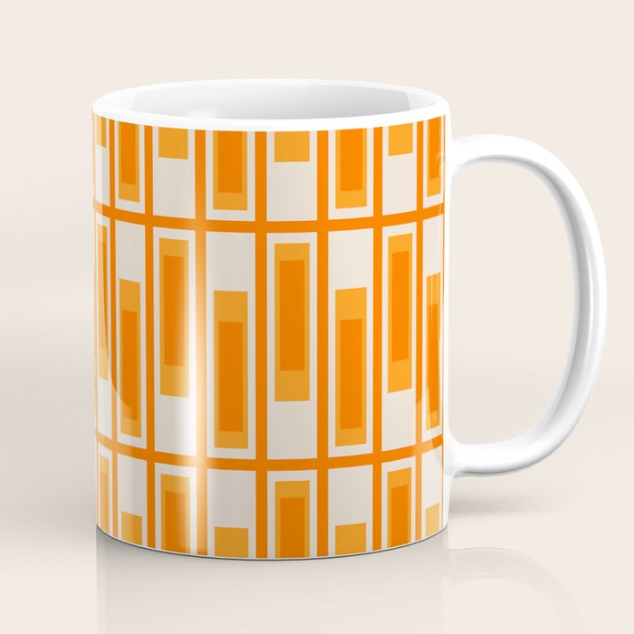 Mid Century Modern Geometric Lexington Ave Pattern in 70s Orange Tones Coffee Mug Gallery Image 1