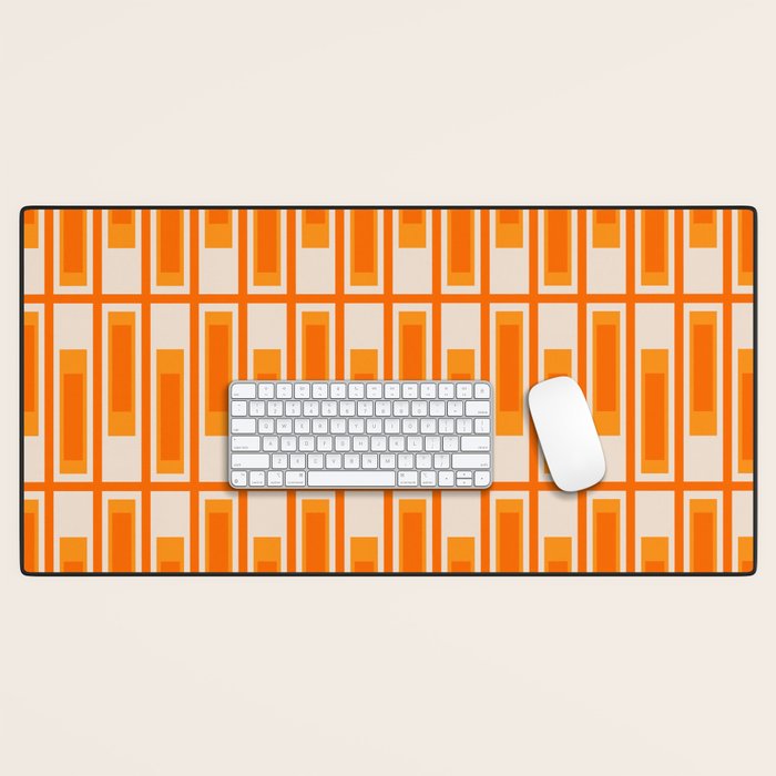 Mid Century Modern Geometric Lexington Ave Pattern in 70s Orange Tones Desk Mat Gallery Image 1
