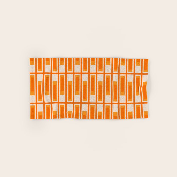 Mid Century Modern Geometric Lexington Ave Pattern in 70s Orange Tones Bath Towel Gallery Image 1