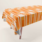 Mid Century Modern Geometric Lexington Ave Pattern in 70s Orange Tones Tablecloth Gallery Image 1