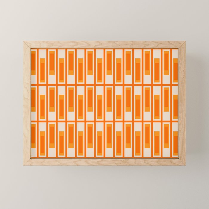 Mid Century Modern Geometric Lexington Ave Pattern in 70s Orange Tones Mini Art Print Gallery Image 1