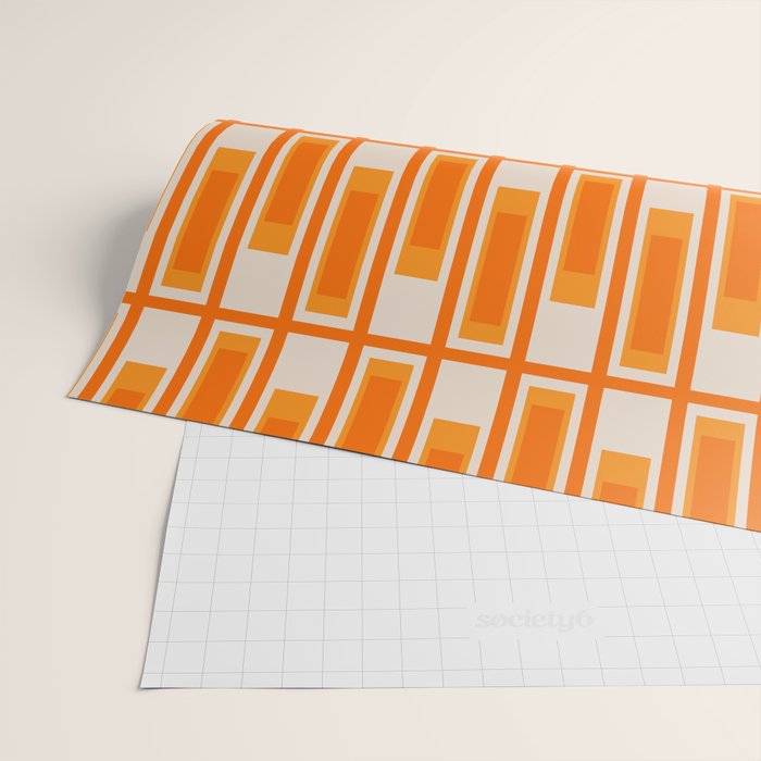 Mid Century Modern Geometric Lexington Ave Pattern in 70s Orange Tones Wrapping Paper Gallery Image 2