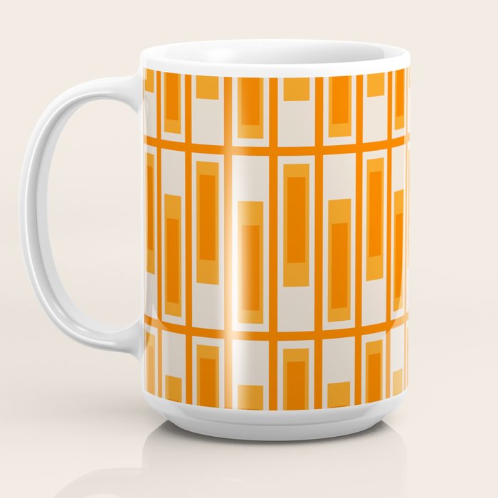 Mid Century Modern Geometric Lexington Ave Pattern in 70s Orange Tones Coffee Mug Gallery Image 3