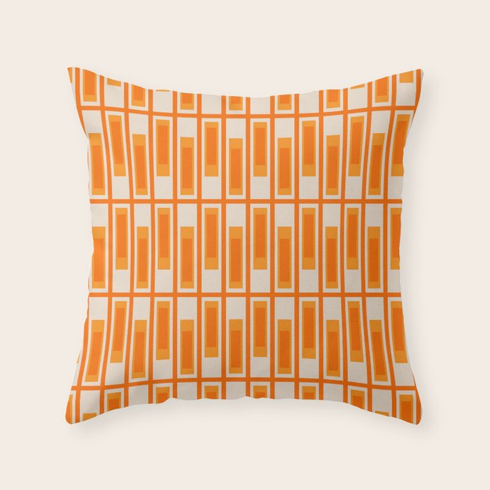 Mid Century Modern Geometric Lexington Ave Pattern in 70s Orange Tones Throw Pillow Gallery Image 6