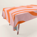 Groovy Retro Modern Liquid Swirl Pink and Orange Abstract Pattern Tablecloth Gallery Image 1