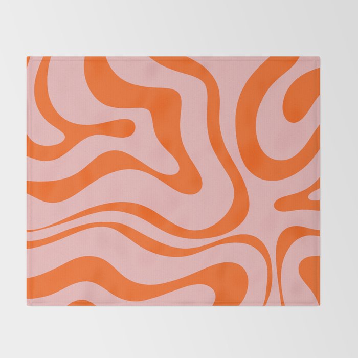 Groovy Retro Modern Liquid Swirl Pink and Orange Abstract Pattern Throw Blanket Gallery Image 2