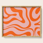 Groovy Retro Modern Liquid Swirl Pink and Orange Abstract Pattern Serving Tray Gallery Image 1