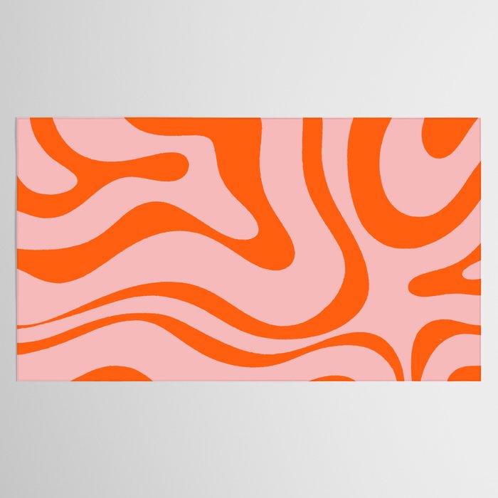 Groovy Retro Modern Liquid Swirl Pink and Orange Abstract Pattern Tablecloth Gallery Image 2