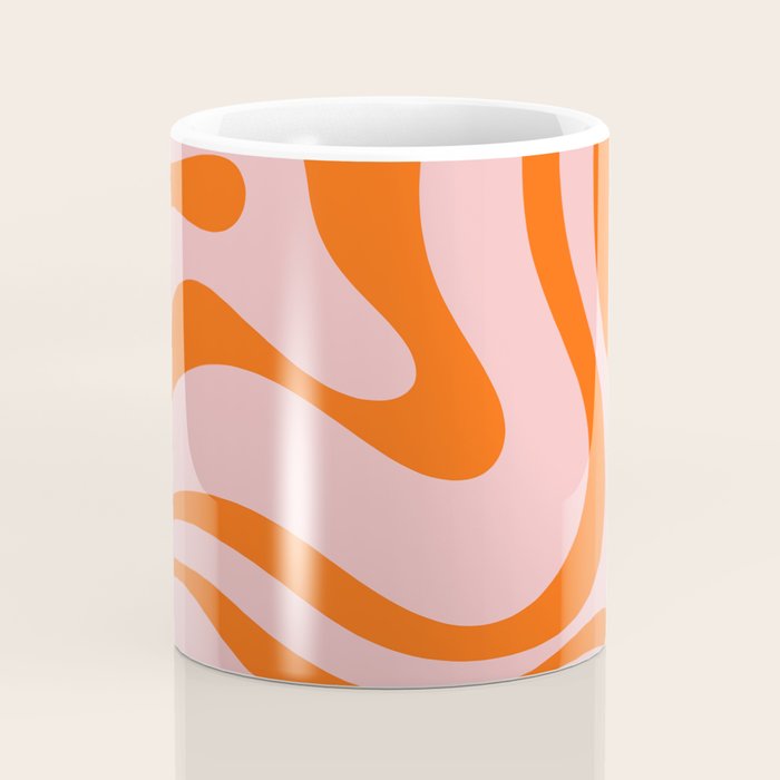 Groovy Retro Modern Liquid Swirl Pink and Orange Abstract Pattern Coffee Mug Gallery Image 4