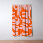 Groovy Retro Modern Liquid Swirl Pink and Orange Abstract Pattern Window Curtain Gallery Image 3