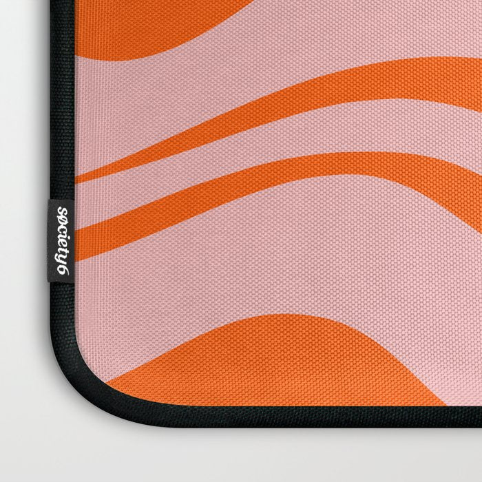 Groovy Retro Modern Liquid Swirl Pink and Orange Abstract Pattern Laptop Sleeve Gallery Image 3