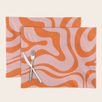 Groovy Retro Modern Liquid Swirl Pink and Orange Abstract Pattern Placemat Gallery Image 1