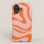 Groovy Retro Modern Liquid Swirl Pink and Orange Abstract Pattern iPhone Case Gallery Image 1