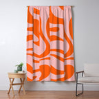 Groovy Retro Modern Liquid Swirl Pink and Orange Abstract Pattern Window Curtain Gallery Image 5