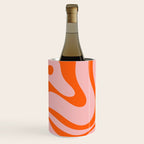 Groovy Retro Modern Liquid Swirl Pink and Orange Abstract Pattern Wine Chiller Gallery Image 1