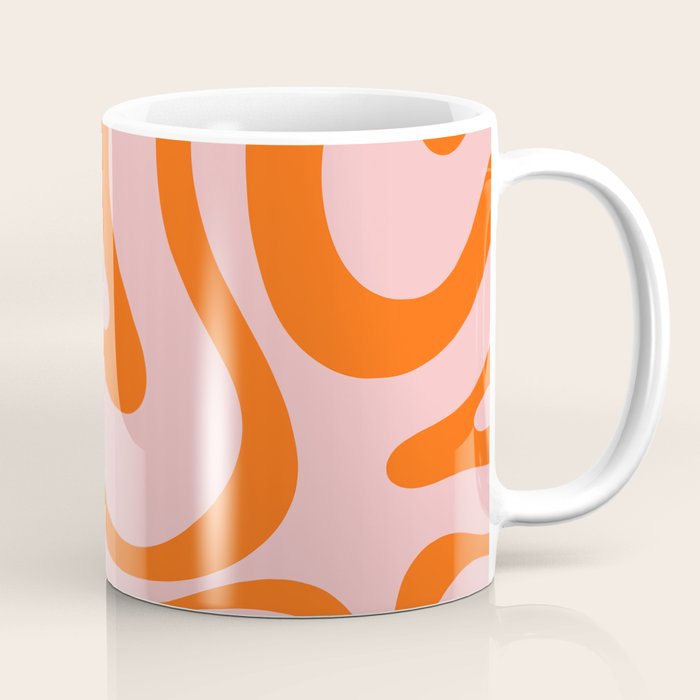 Groovy Retro Modern Liquid Swirl Pink and Orange Abstract Pattern Coffee Mug Gallery Image 1