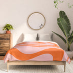 Groovy Retro Modern Liquid Swirl Pink and Orange Abstract Pattern Comforter Gallery Image 3