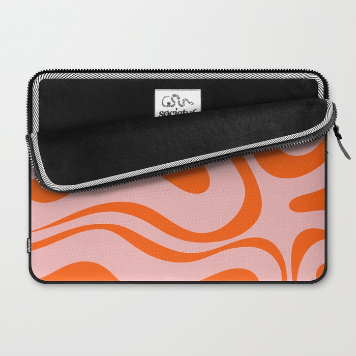Groovy Retro Modern Liquid Swirl Pink and Orange Abstract Pattern Laptop Sleeve Gallery Image 2