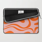 Groovy Retro Modern Liquid Swirl Pink and Orange Abstract Pattern Laptop Sleeve Gallery Image 2