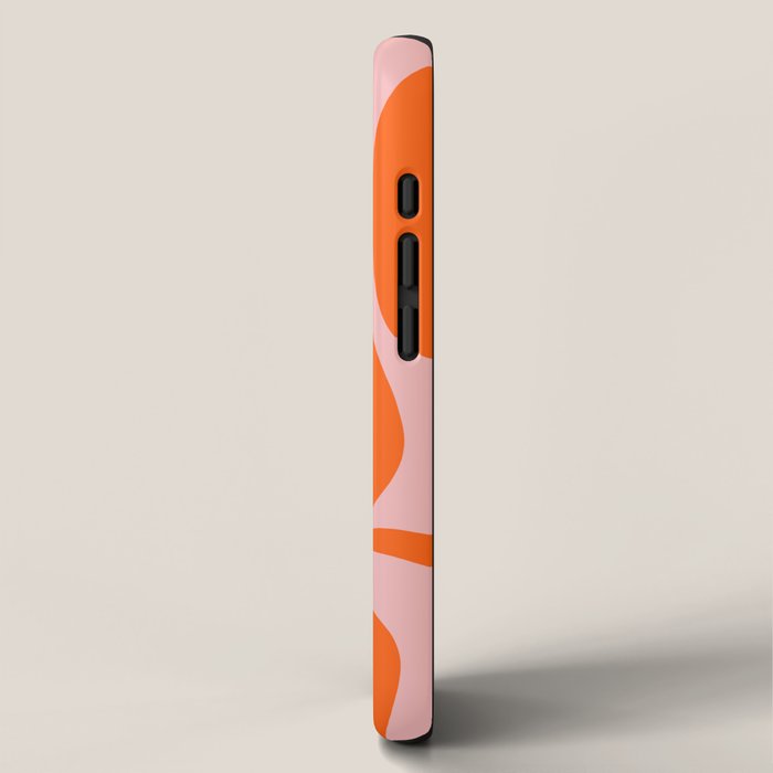 Groovy Retro Modern Liquid Swirl Pink and Orange Abstract Pattern iPhone Case Gallery Image 2