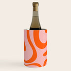 Groovy Retro Modern Liquid Swirl Pink and Orange Abstract Pattern Wine Chiller Gallery Image 3