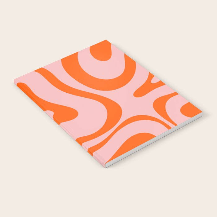 Groovy Retro Modern Liquid Swirl Pink and Orange Abstract Pattern Notebook Gallery Image 2